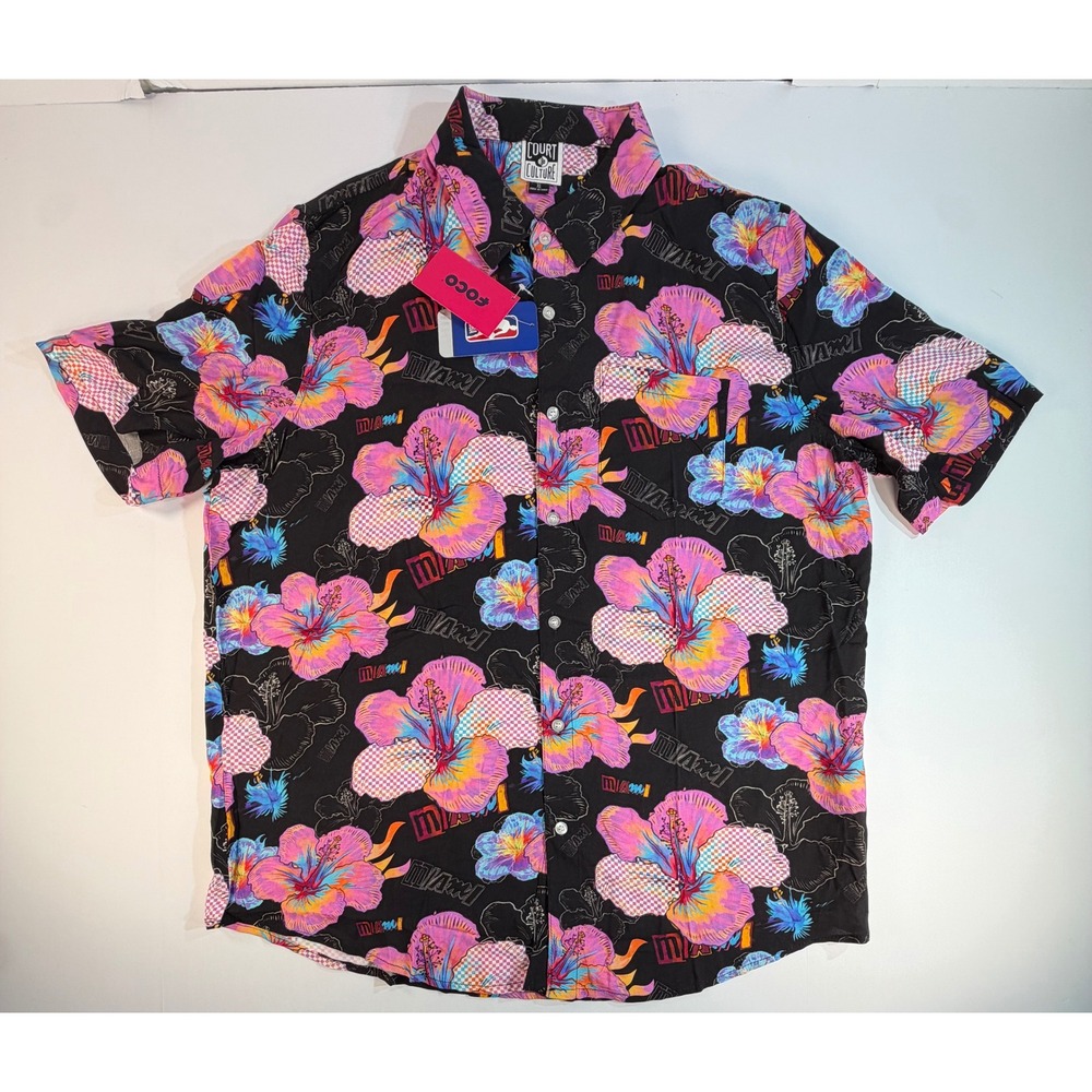 NBA Miami Heat Court Culture FOCO Floral Button Up Shirt Mens XL New With Tags